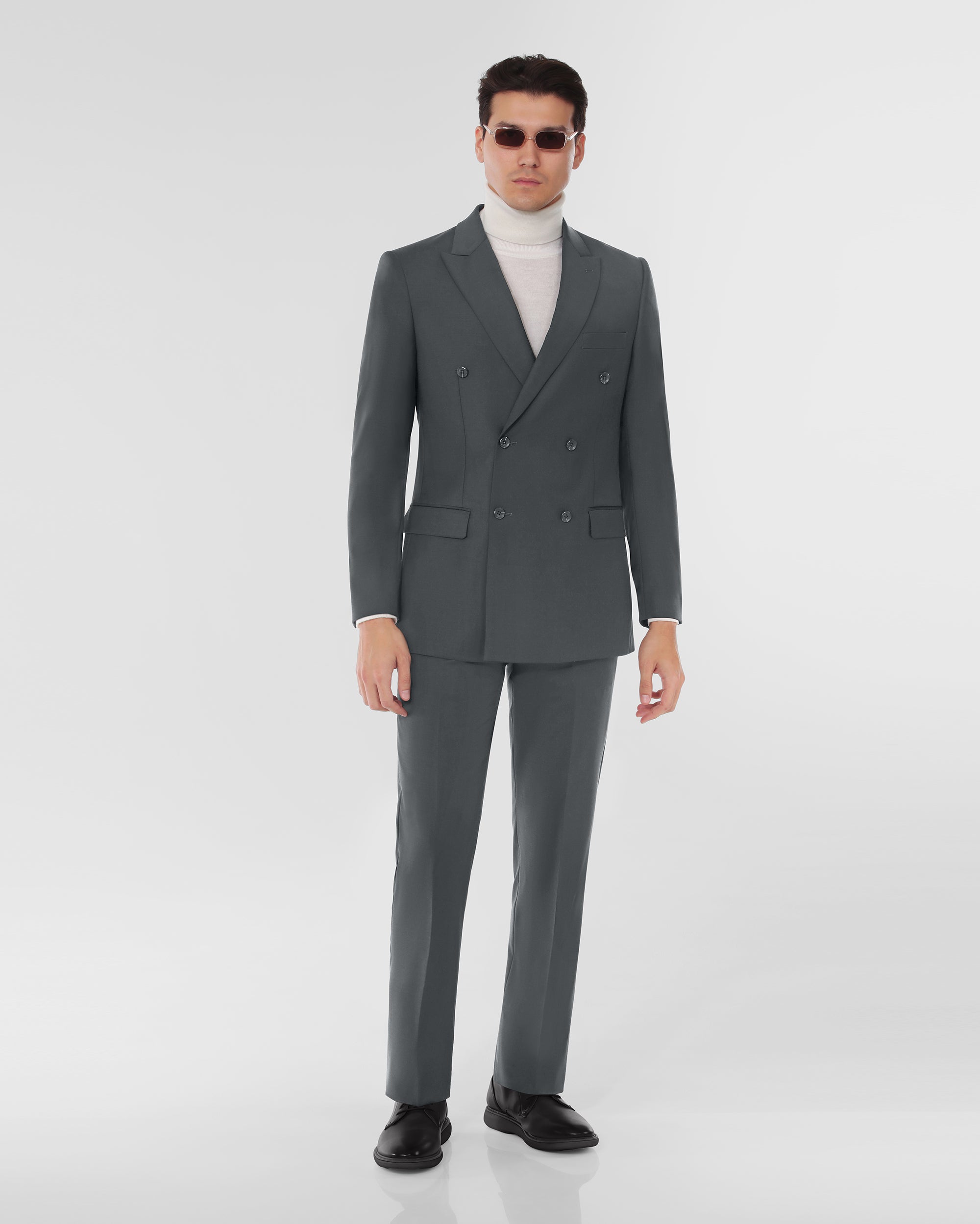 Luxury Wool Blend Modern Fit Double Breasted Suit