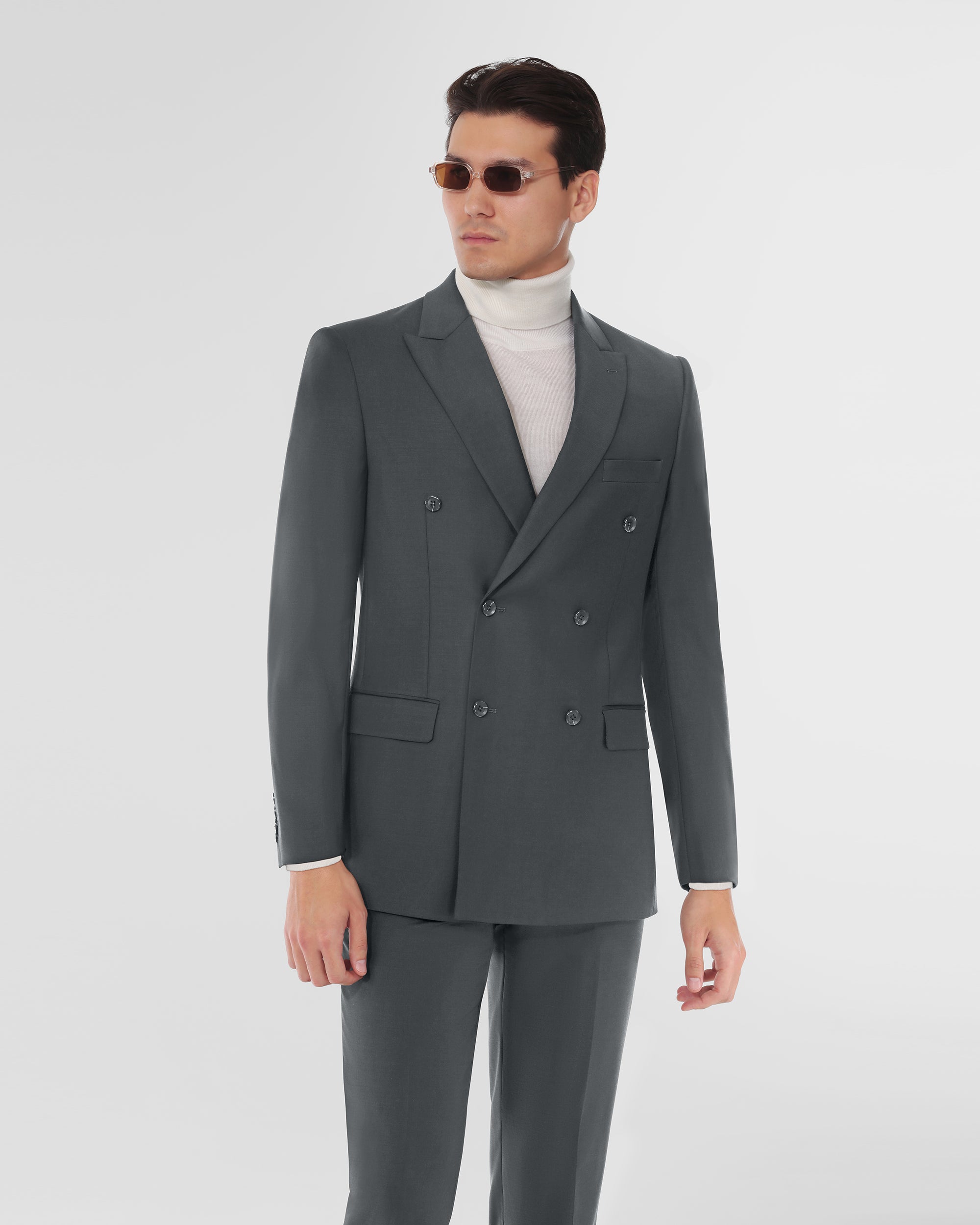 Luxury Wool Blend Modern Fit Double Breasted Suit