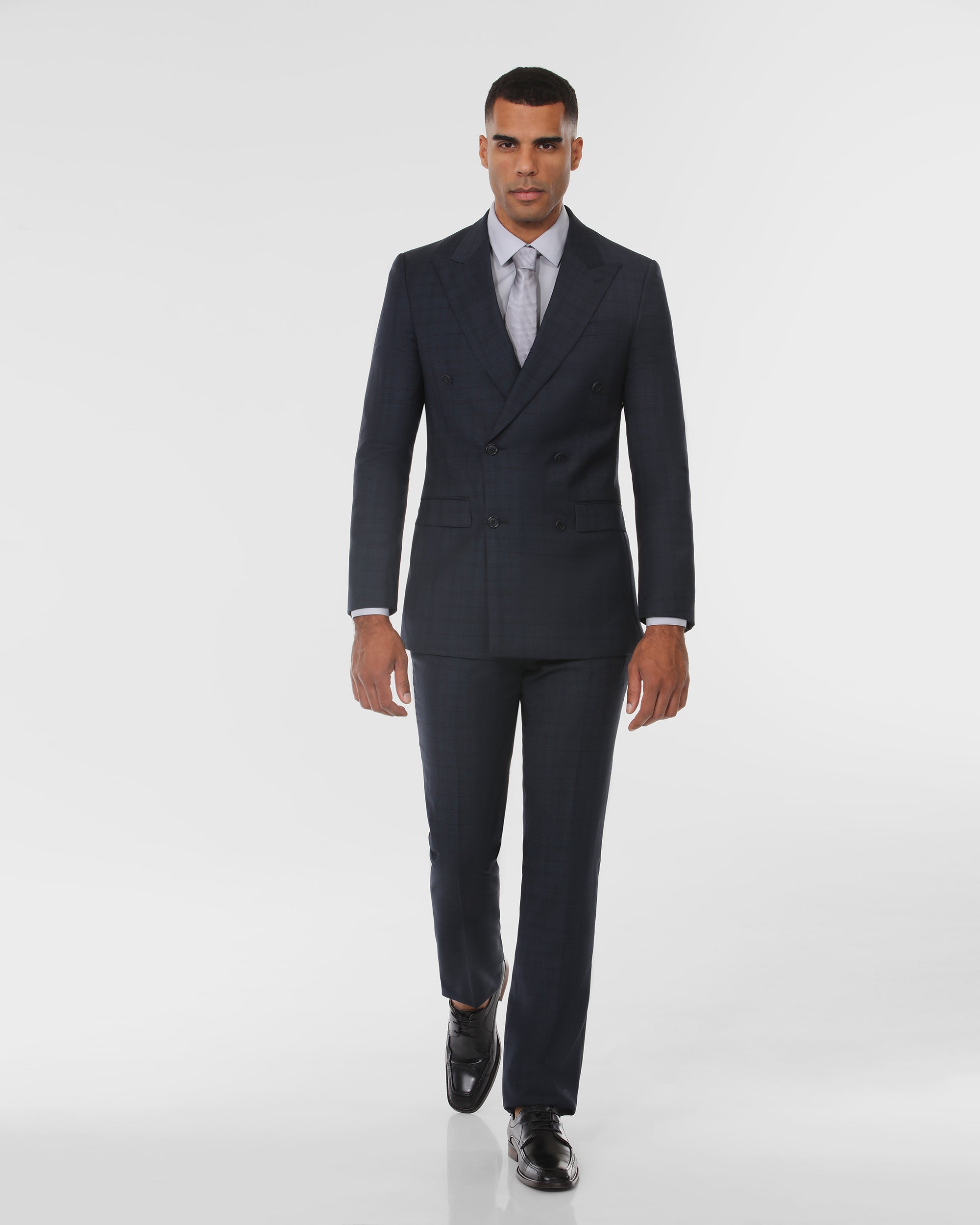 Window Pane Tailored Double Breasted Wool Suit