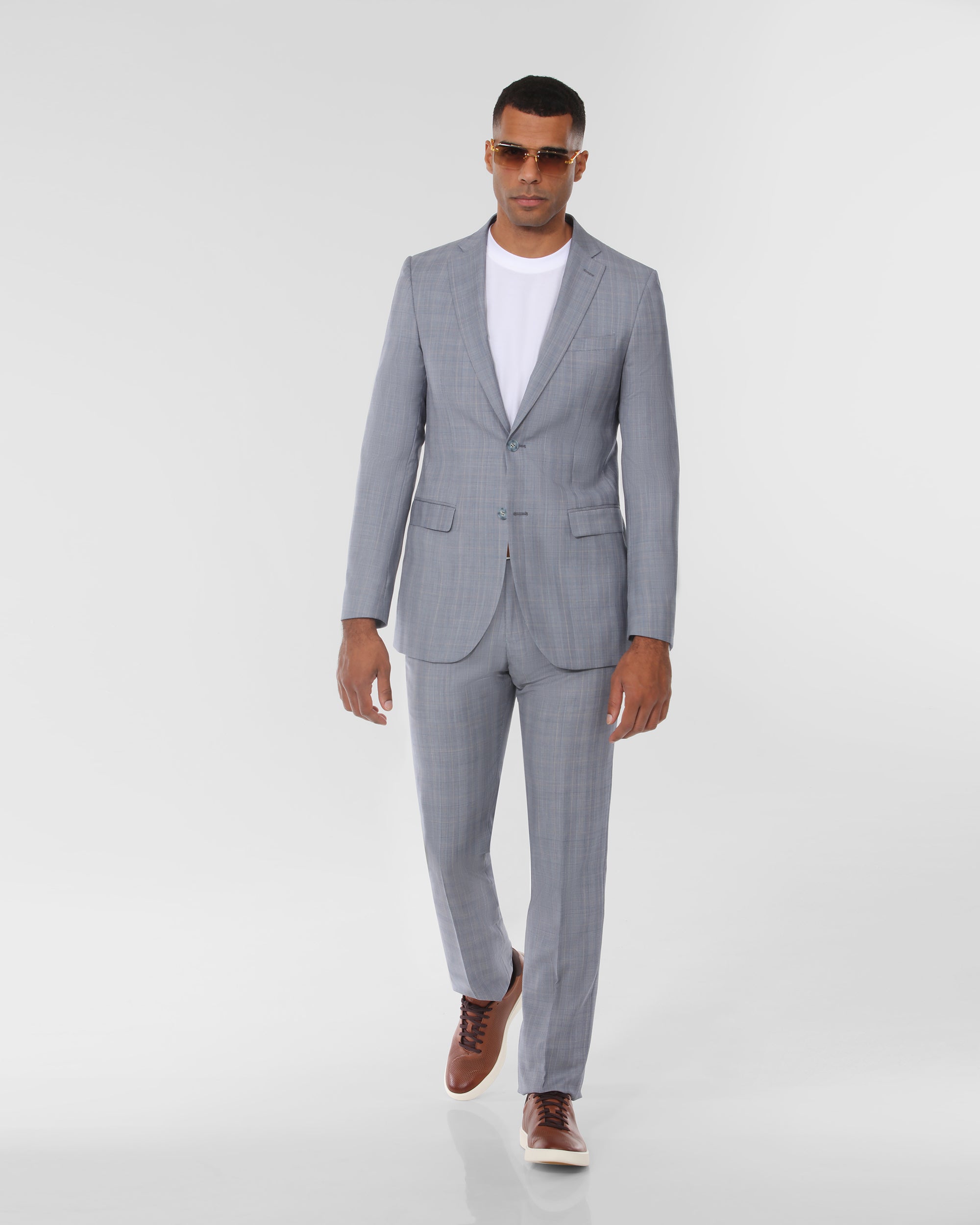 Plaid Tailored Fit Wool Blend Suit