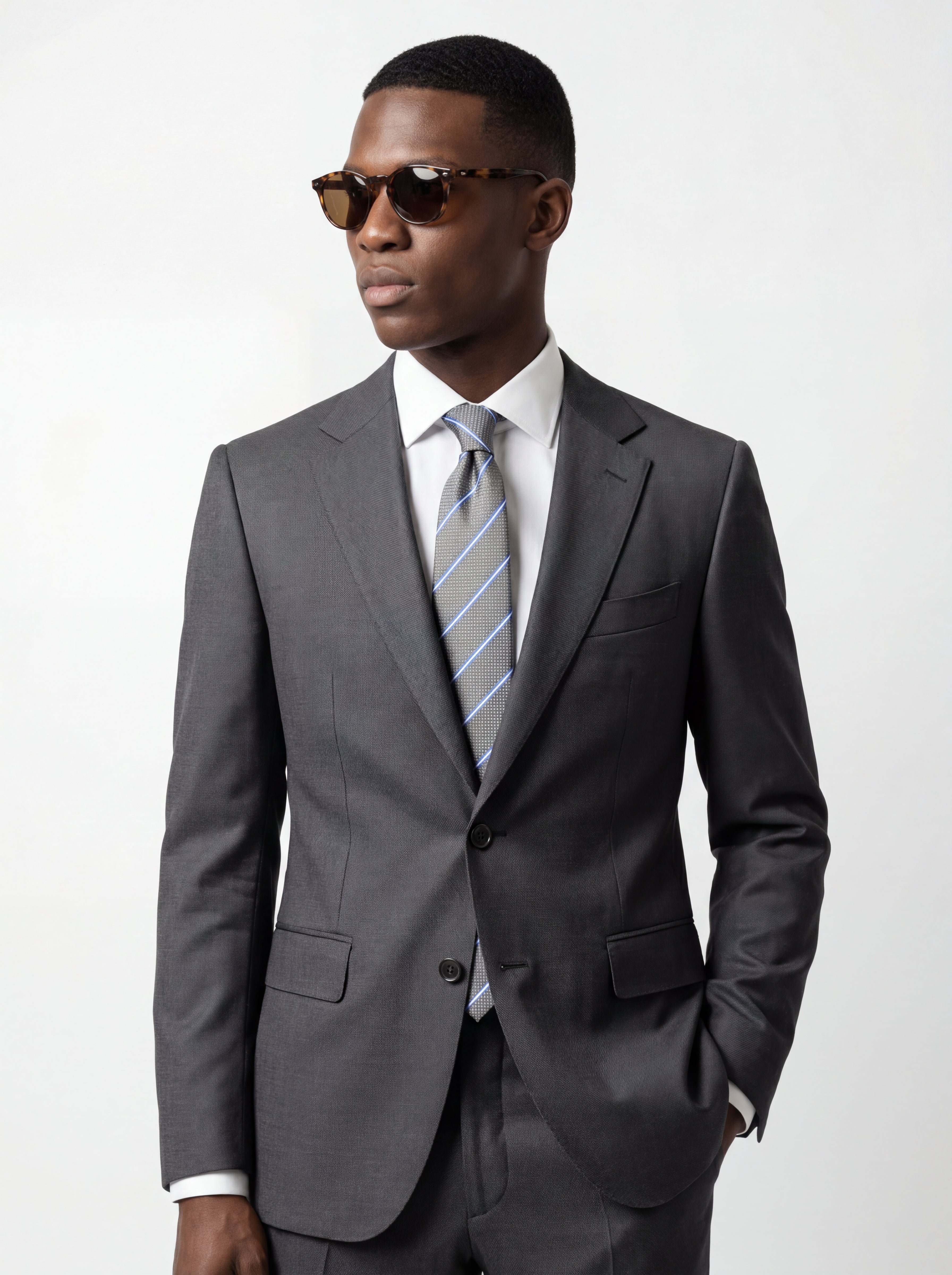 Micro-Weave Sharkskin Italian Wool Suit