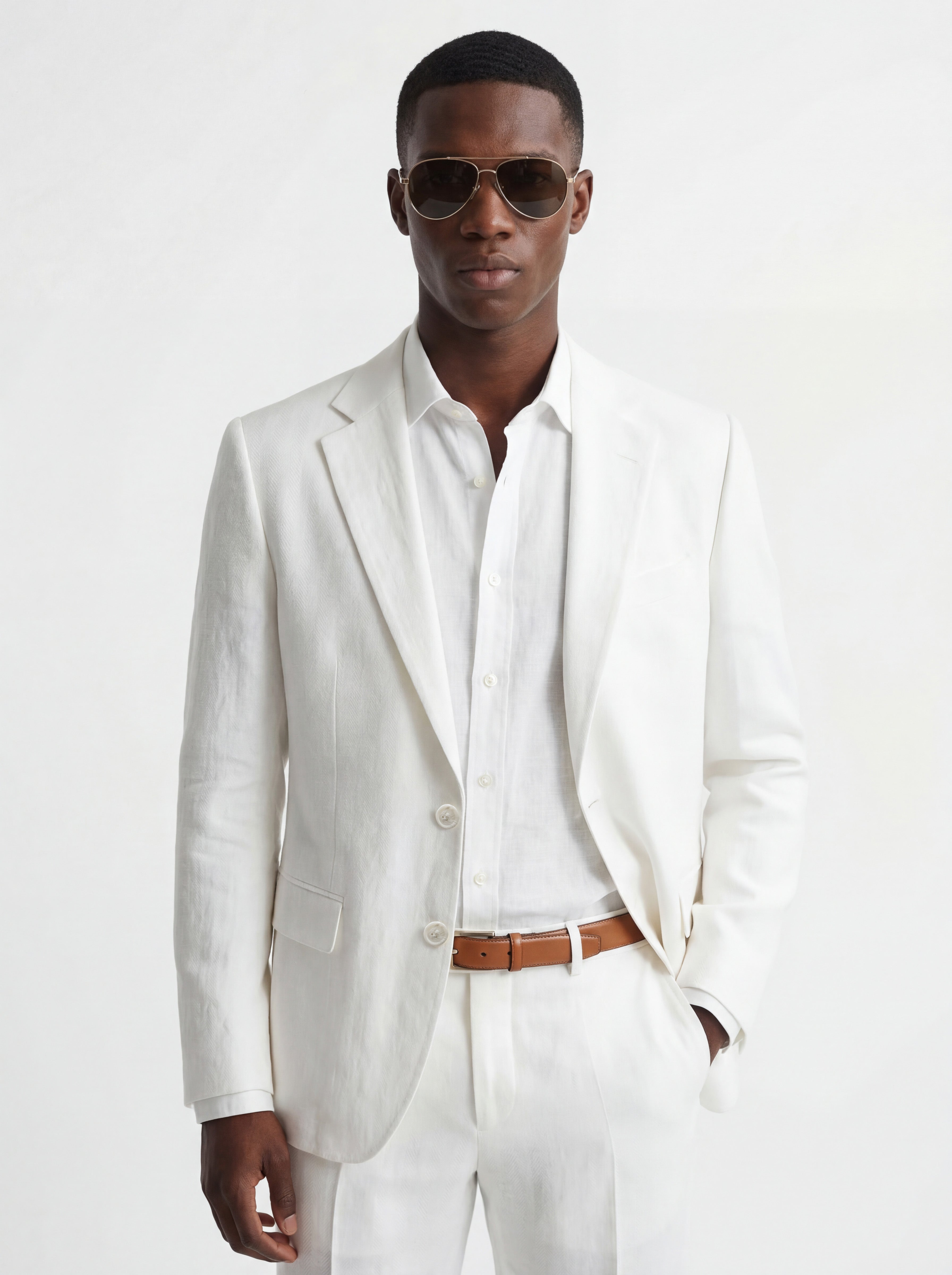 Herringbone Modern Fit Linen Suit
