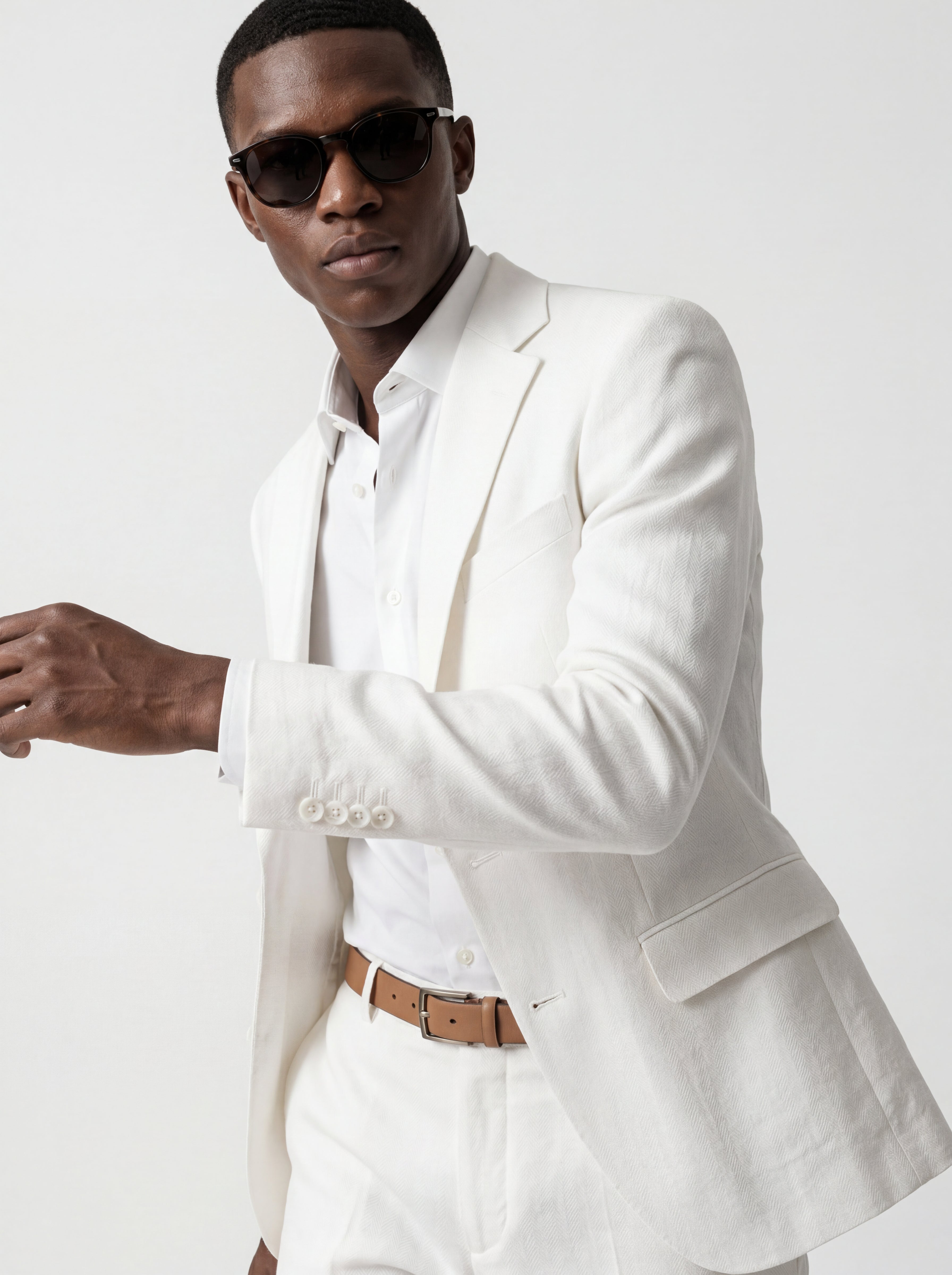 Herringbone Modern Fit Linen Suit
