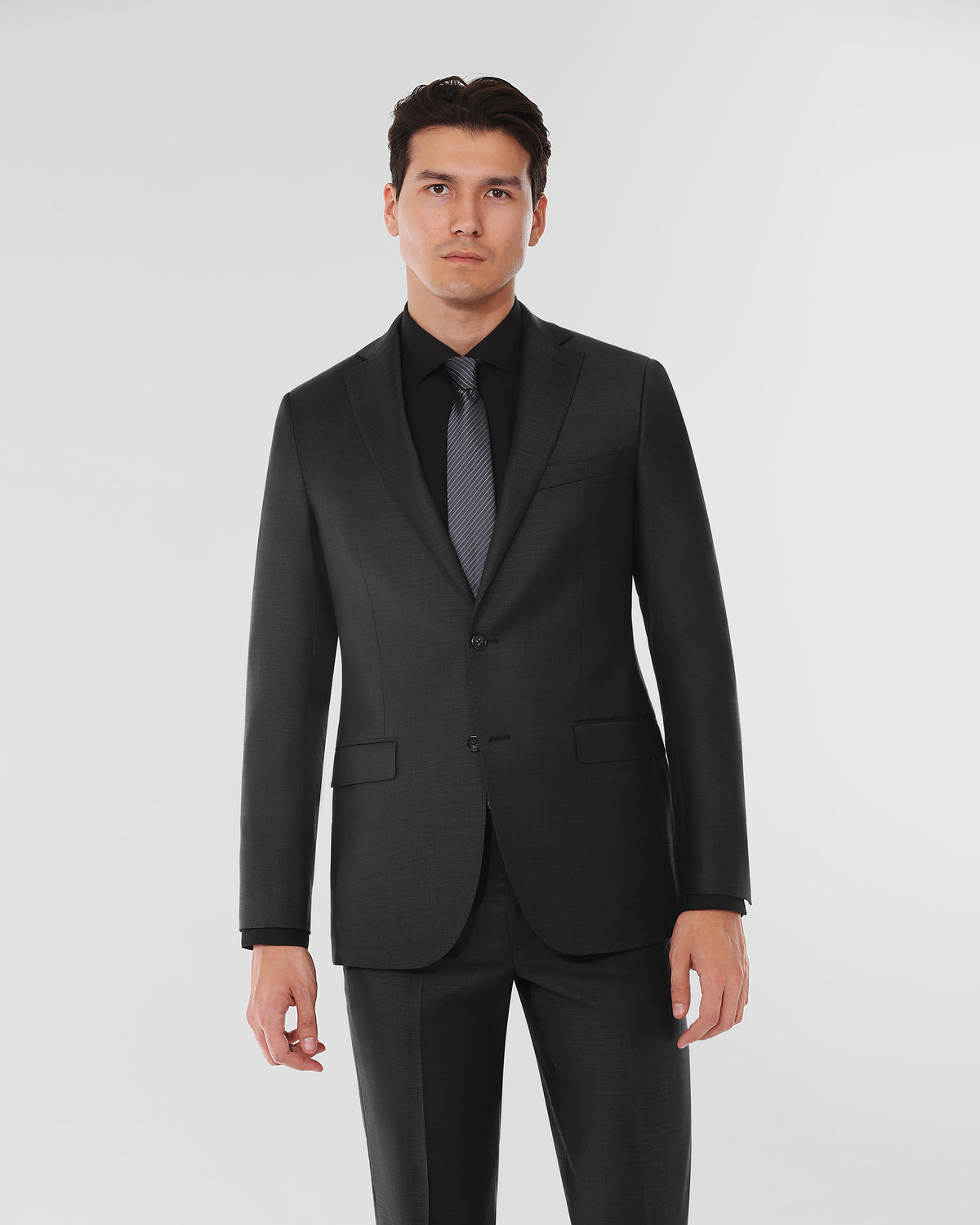 Charcoal modern fit suit at Hollywood Suits — versatile for funerals, court appearances, and job interviews