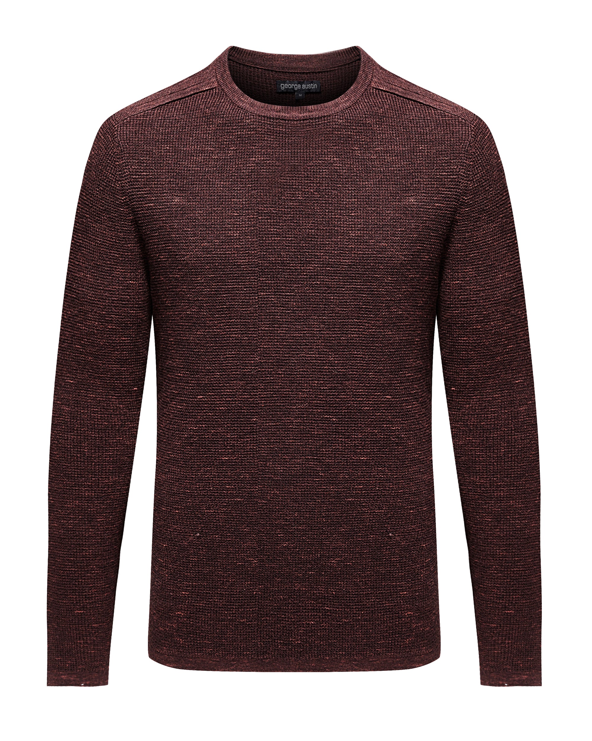 Texture Cotton Blend Crew Neck Sweater