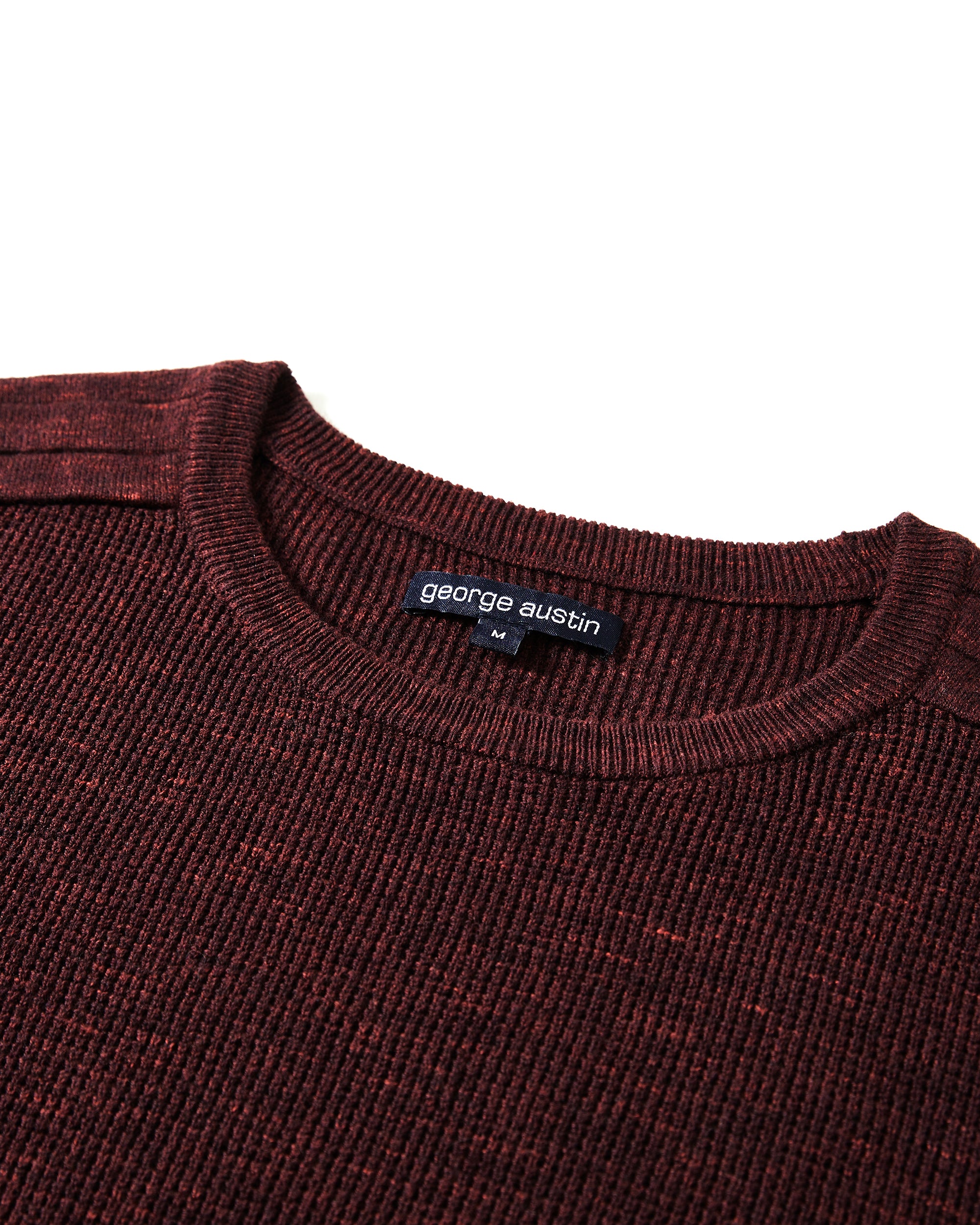 Texture Cotton Blend Crew Neck Sweater