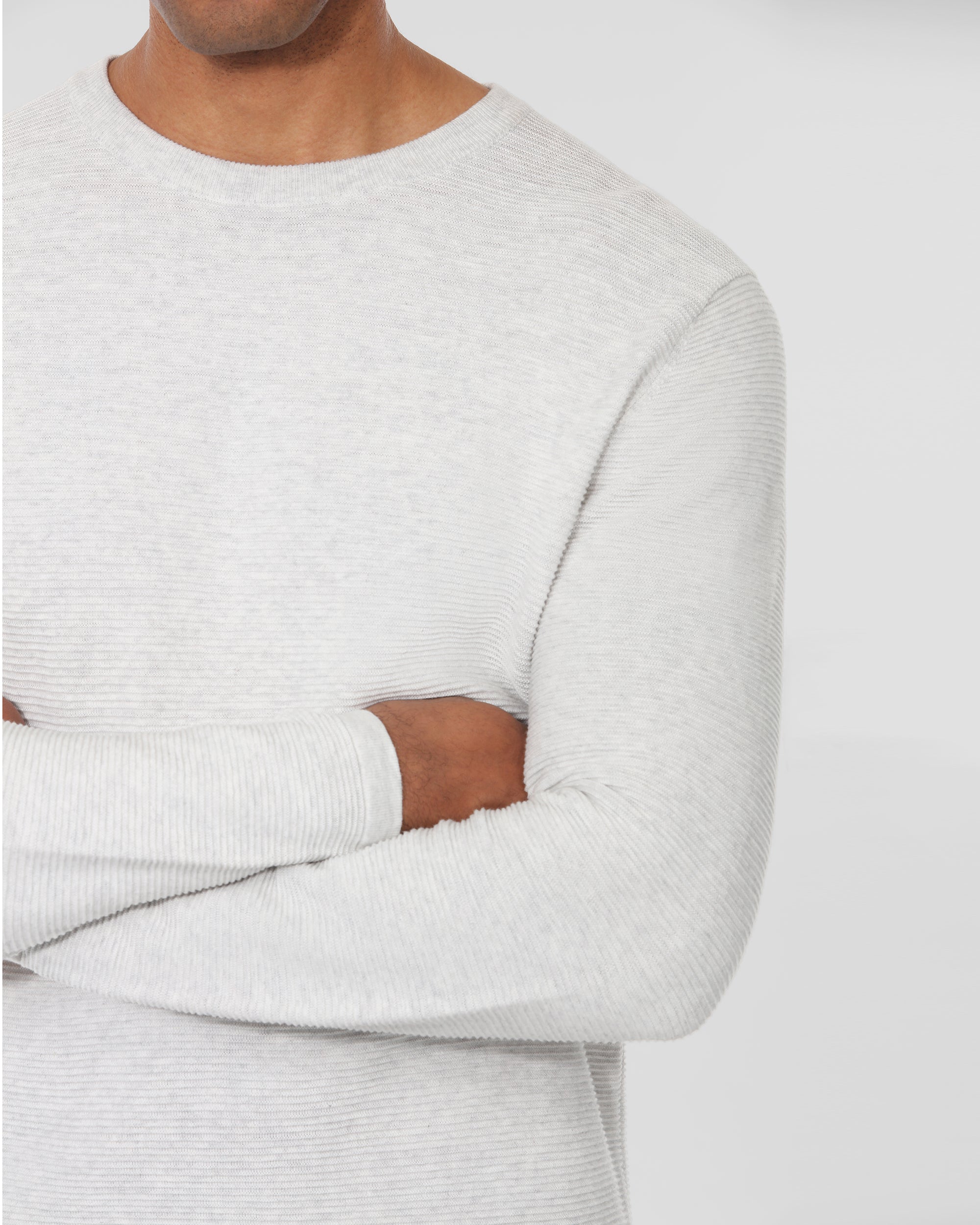 Cotton Ribbed Crew Neck Sweater