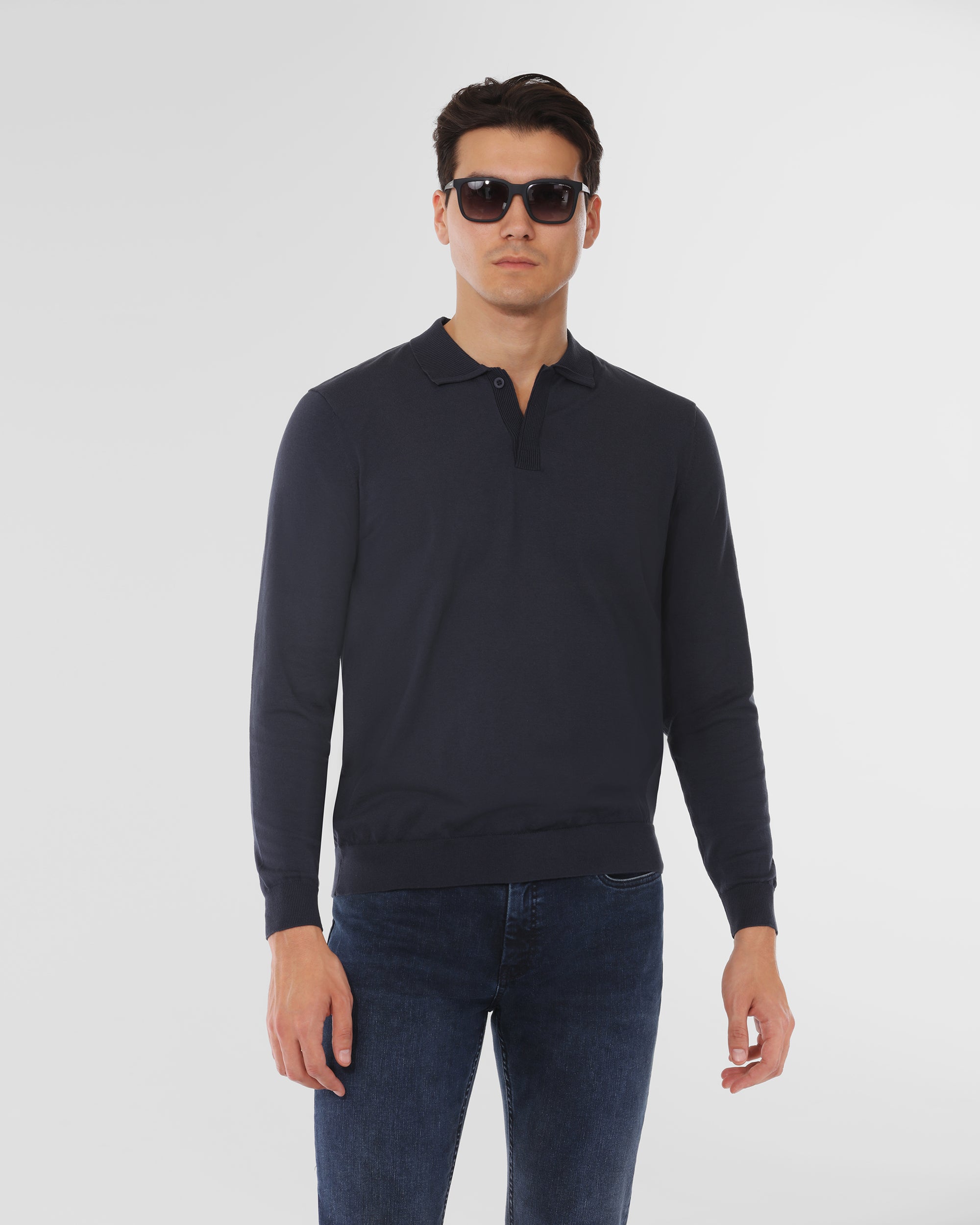 Fine Knit Polo Sweater