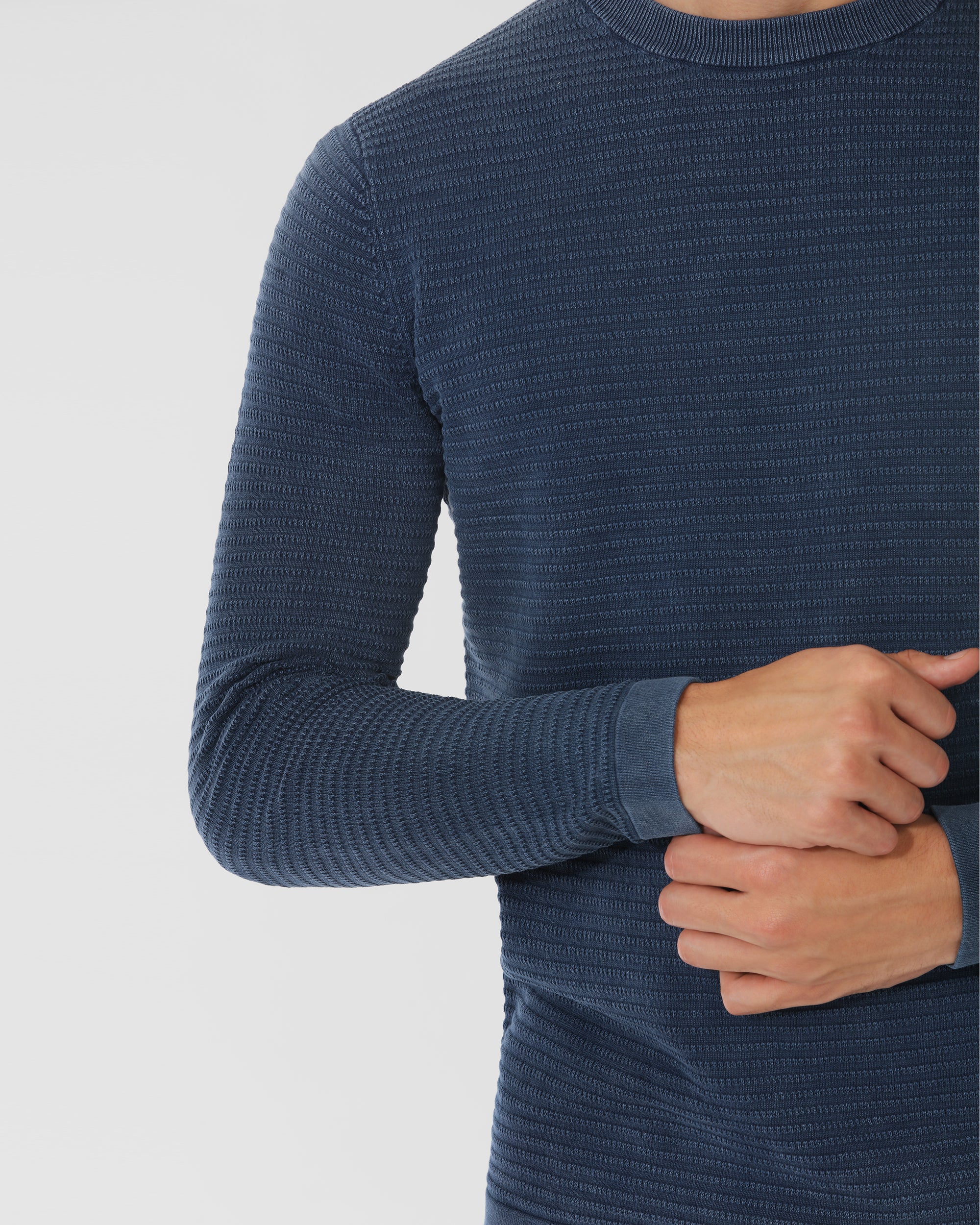 Cotton Textured Crew Neck Sweater