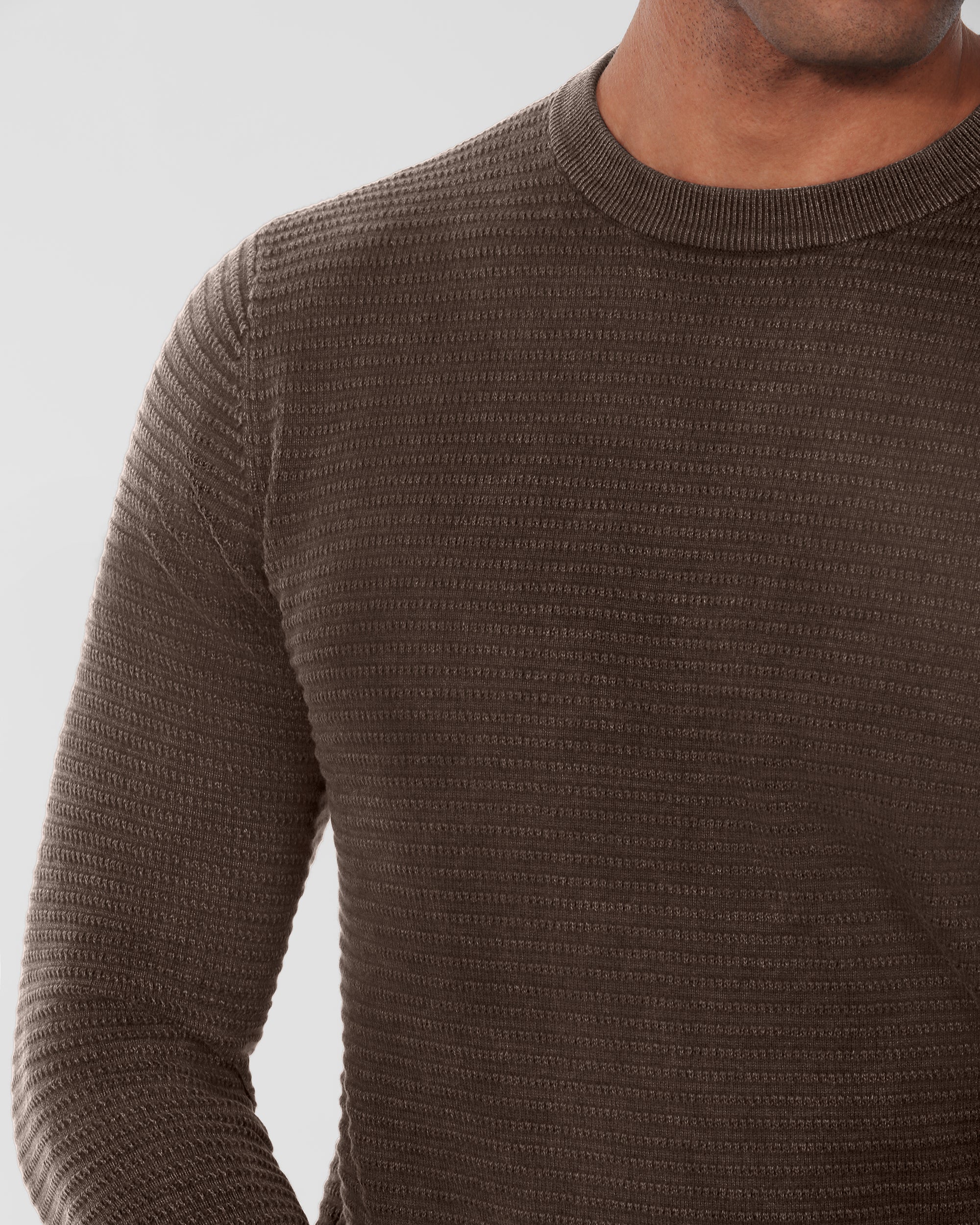 Cotton Textured Crew Neck Sweater