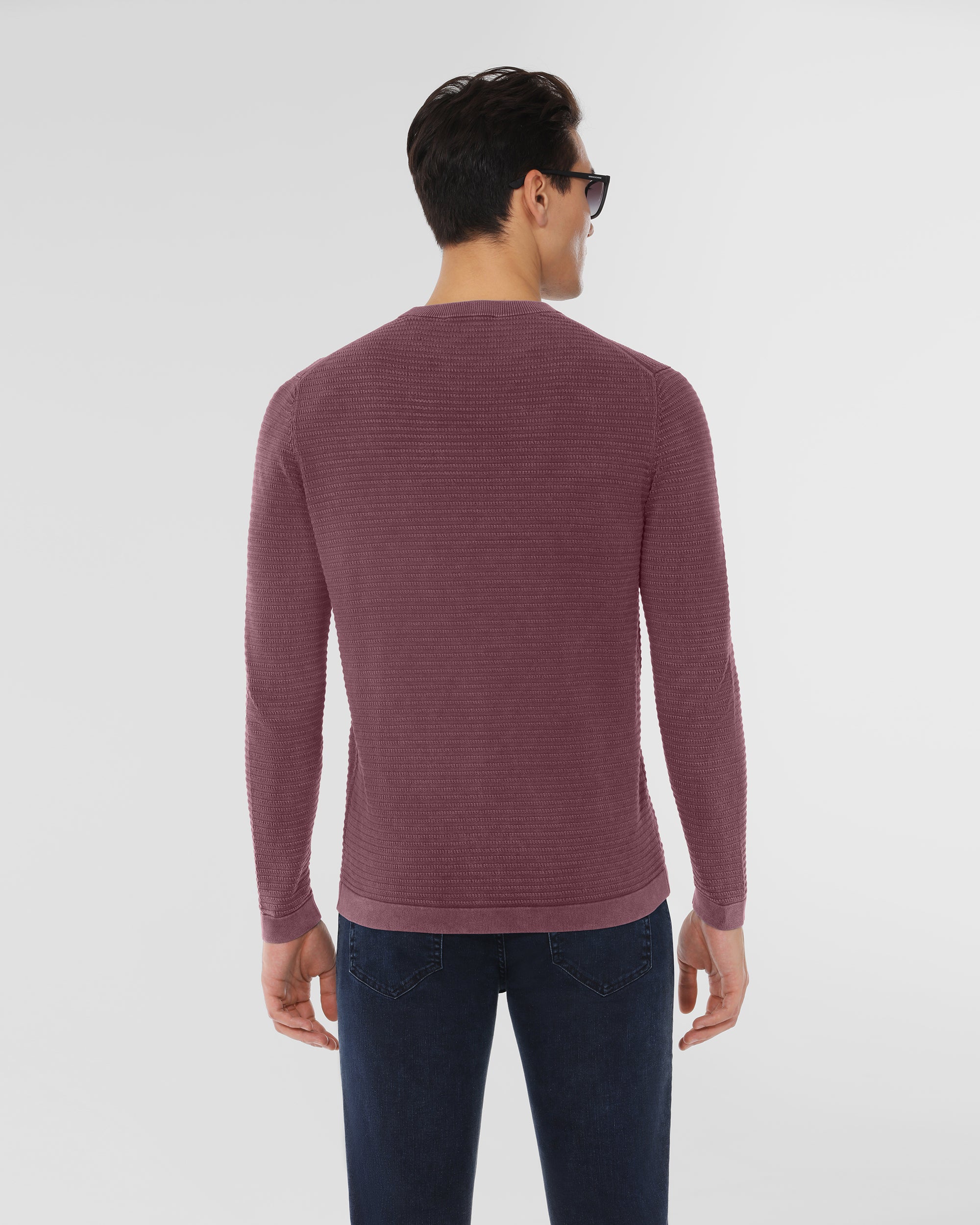 Cotton Textured Crew Neck Sweater