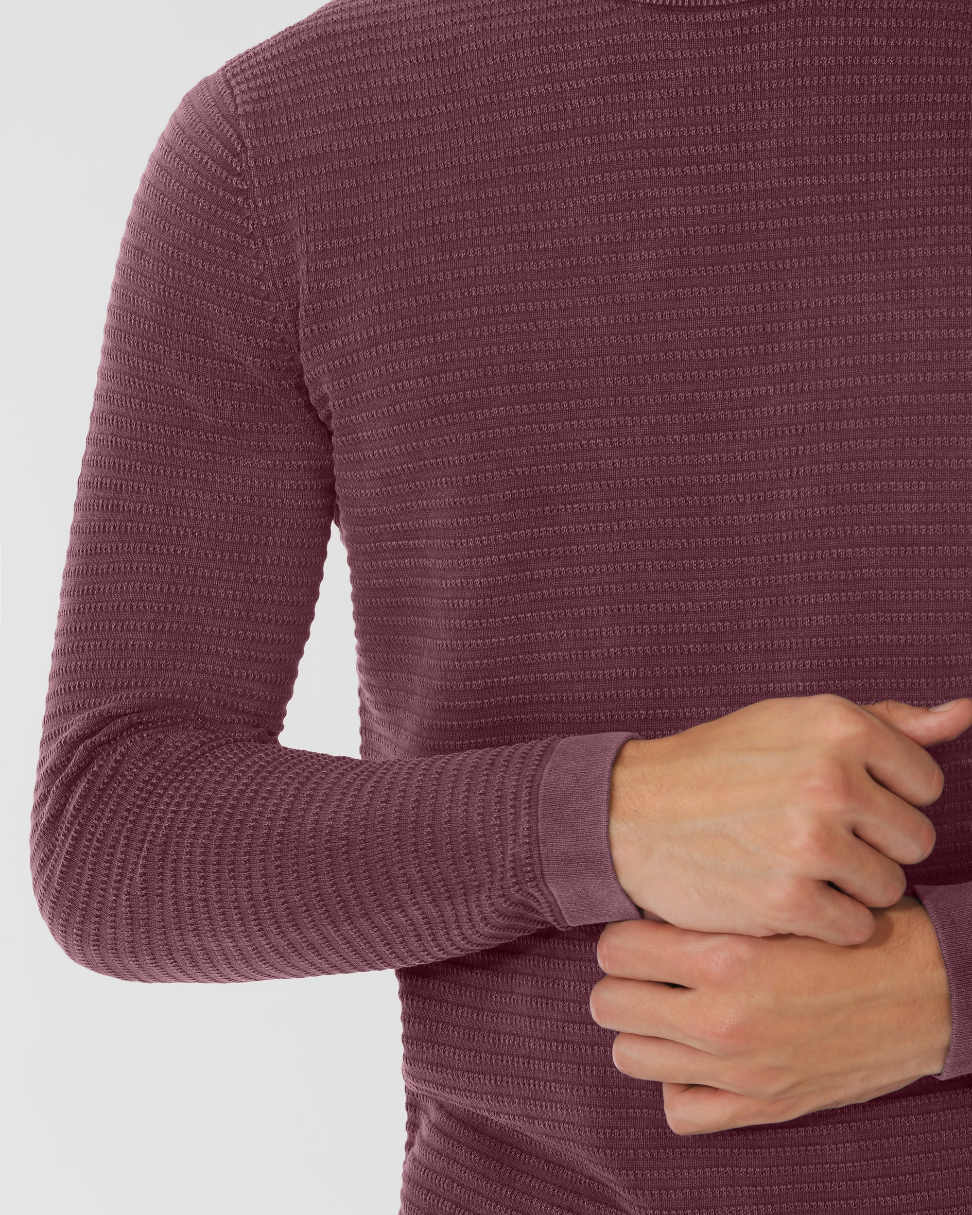 Cotton Textured Crew Neck Sweater
