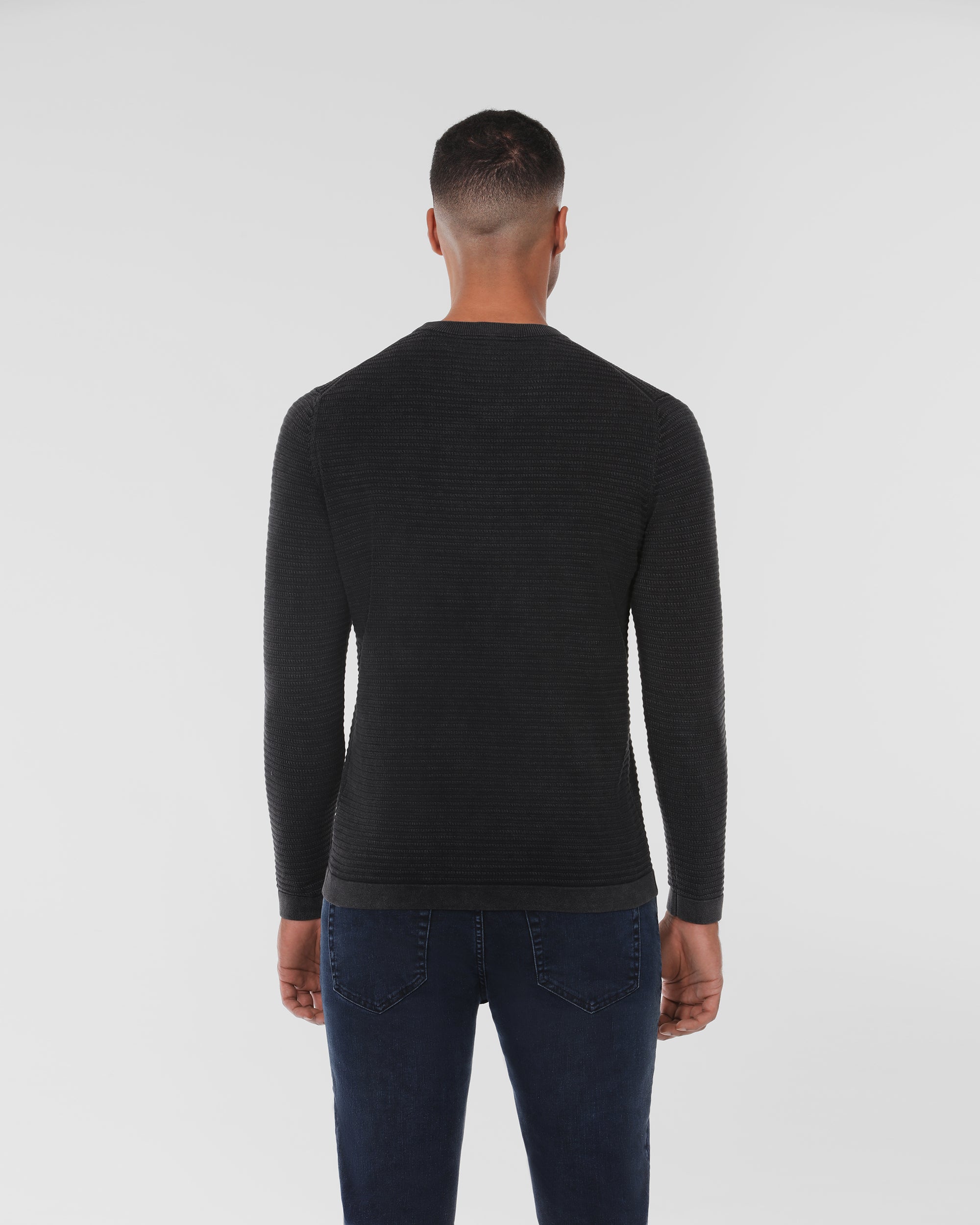 Cotton Textured Crew Neck Sweater