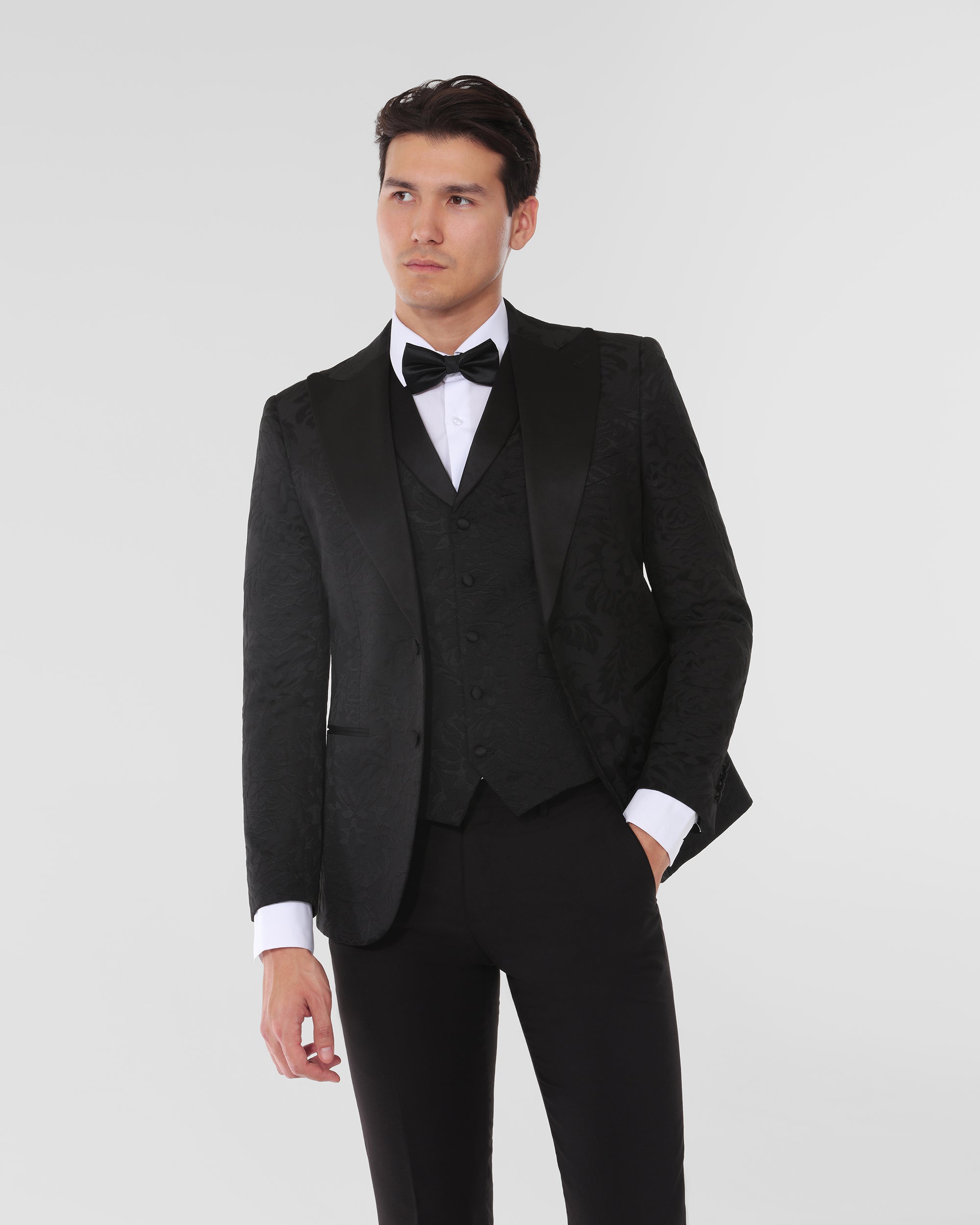 Floral Slim Fit Tuxedo with Vest