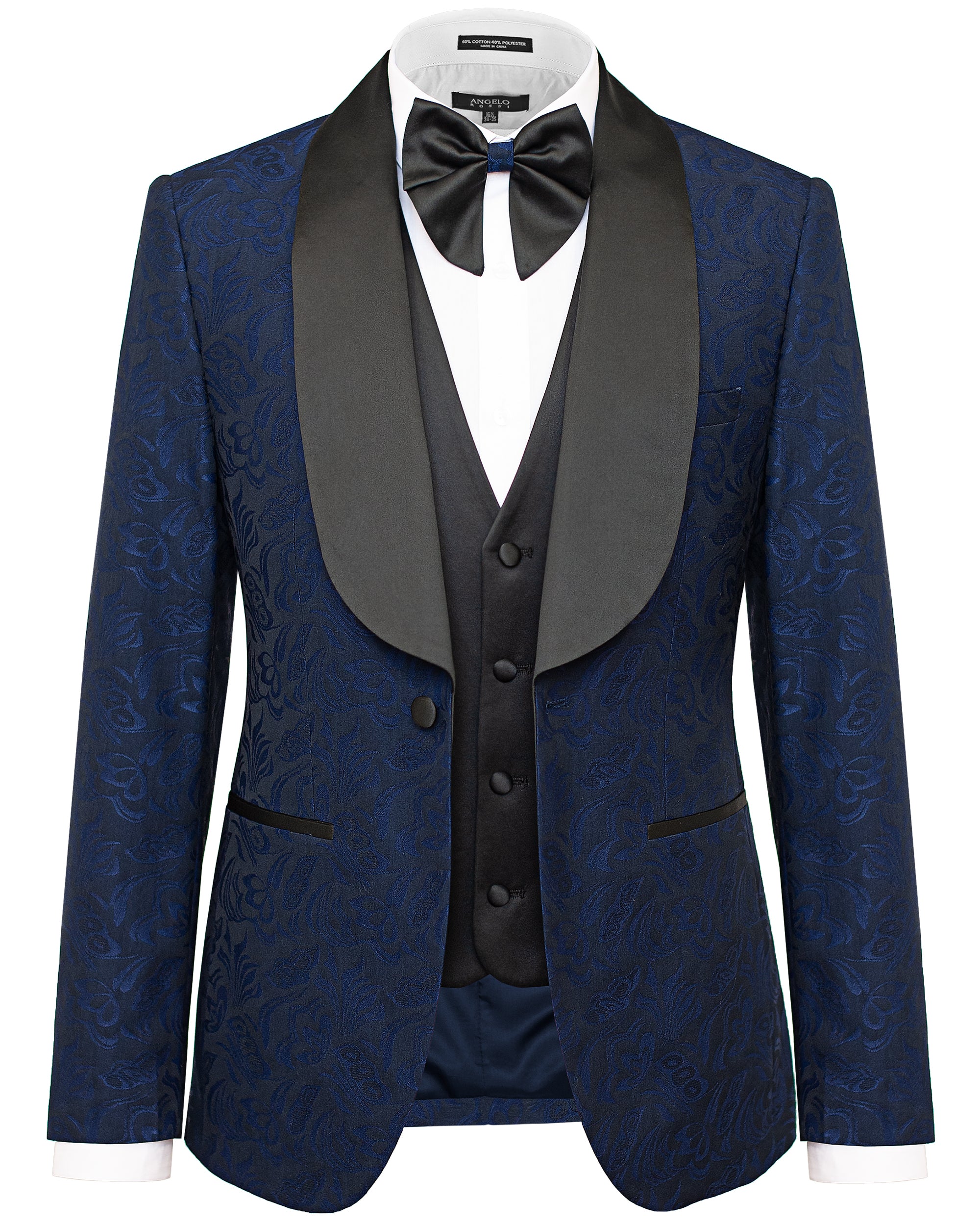 Floral Slim Fit Tuxedo with Vest