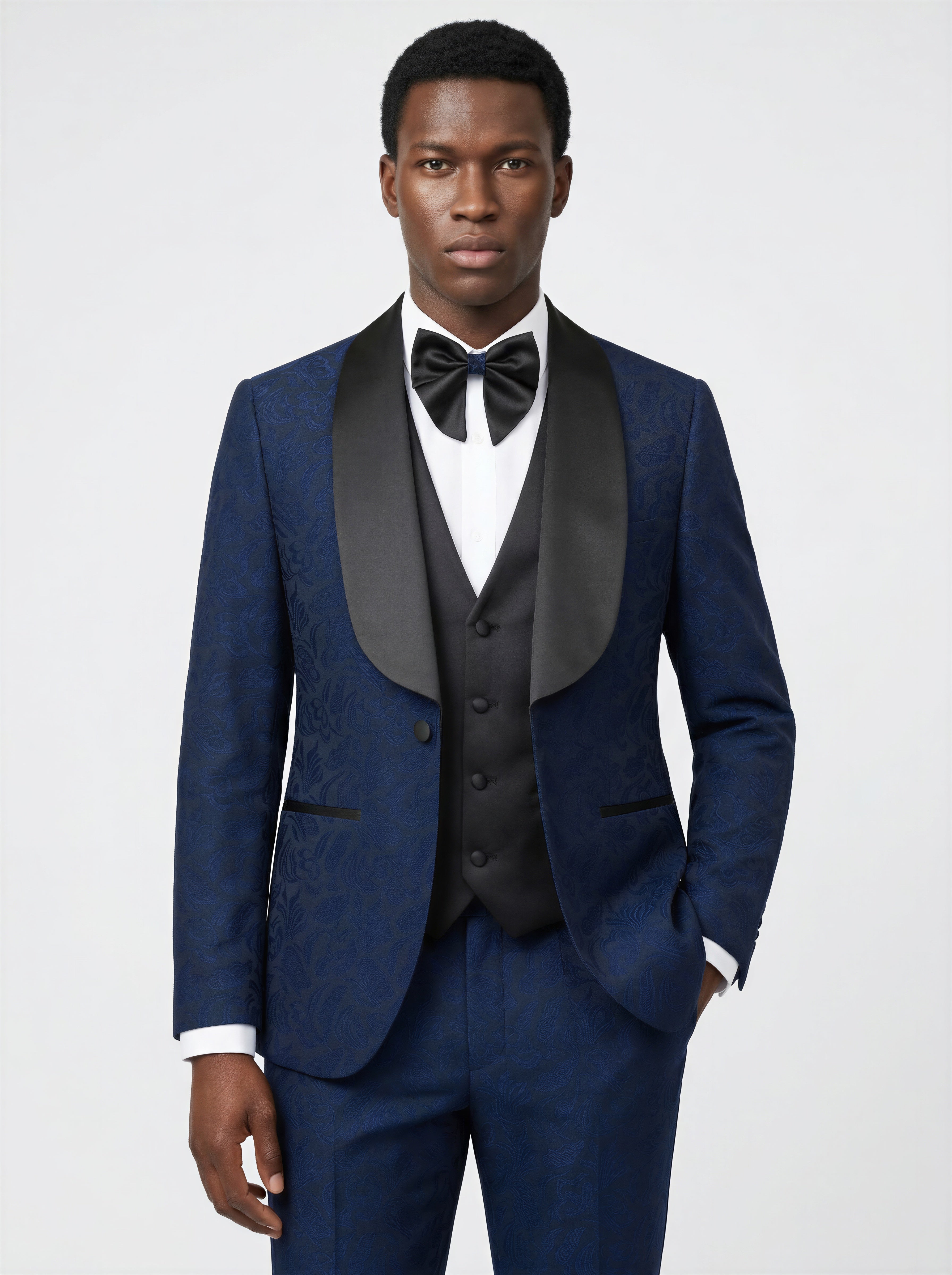 Floral Slim Fit Tuxedo with Vest