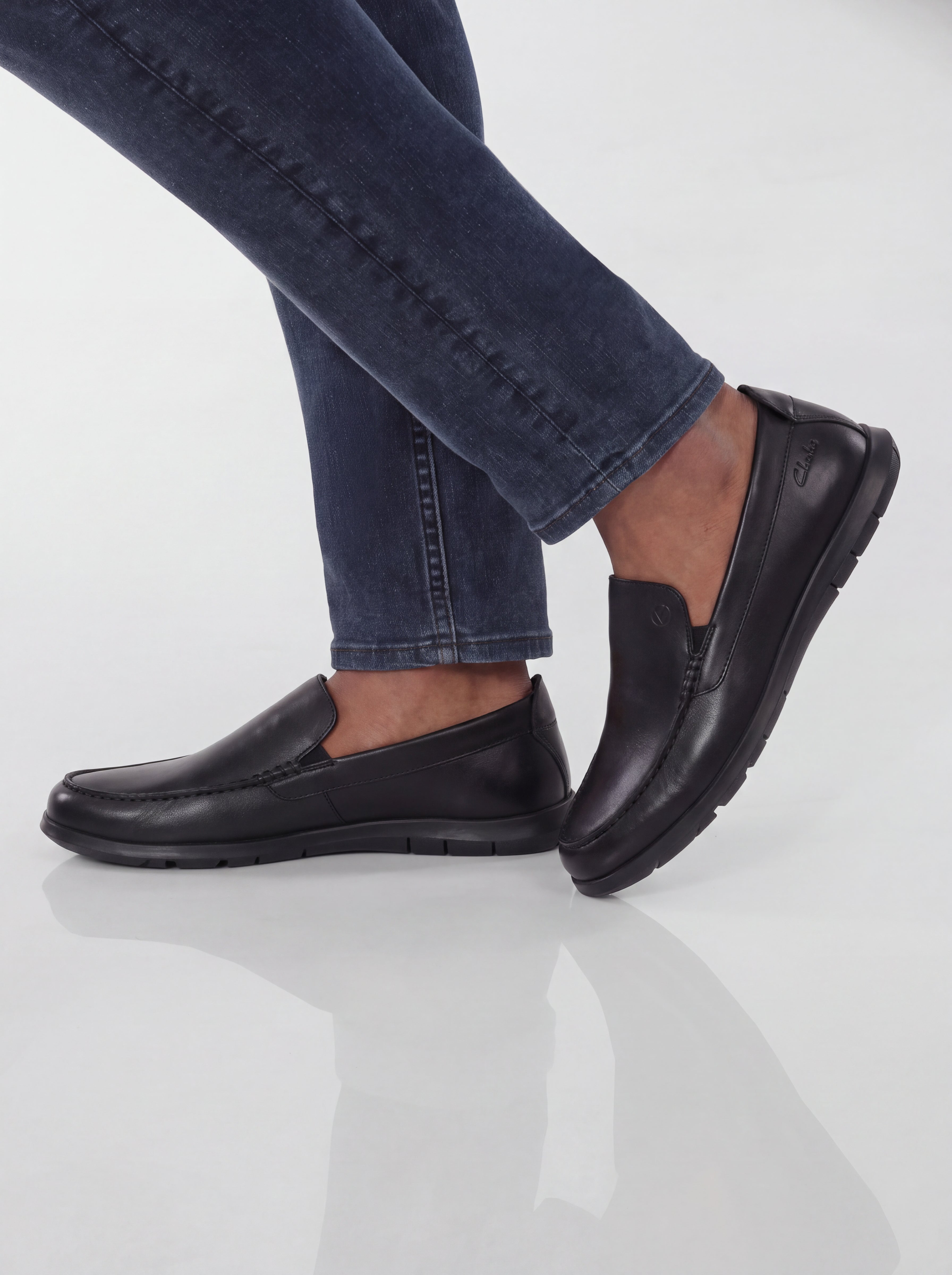 Flexway Step Black Smooth Leather Slip-On Loafer