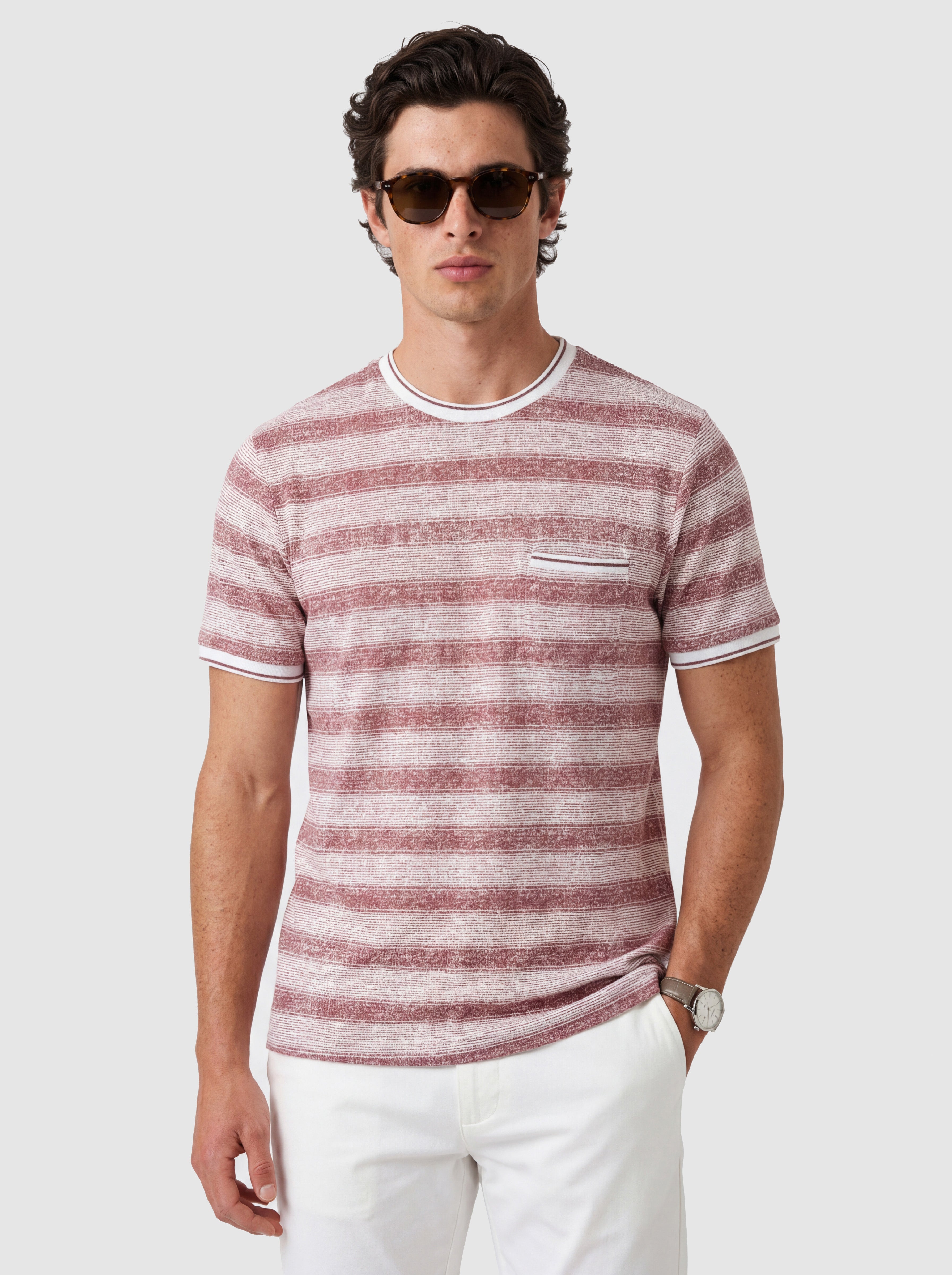 Washed Stripe Cotton-Blend T-Shirt