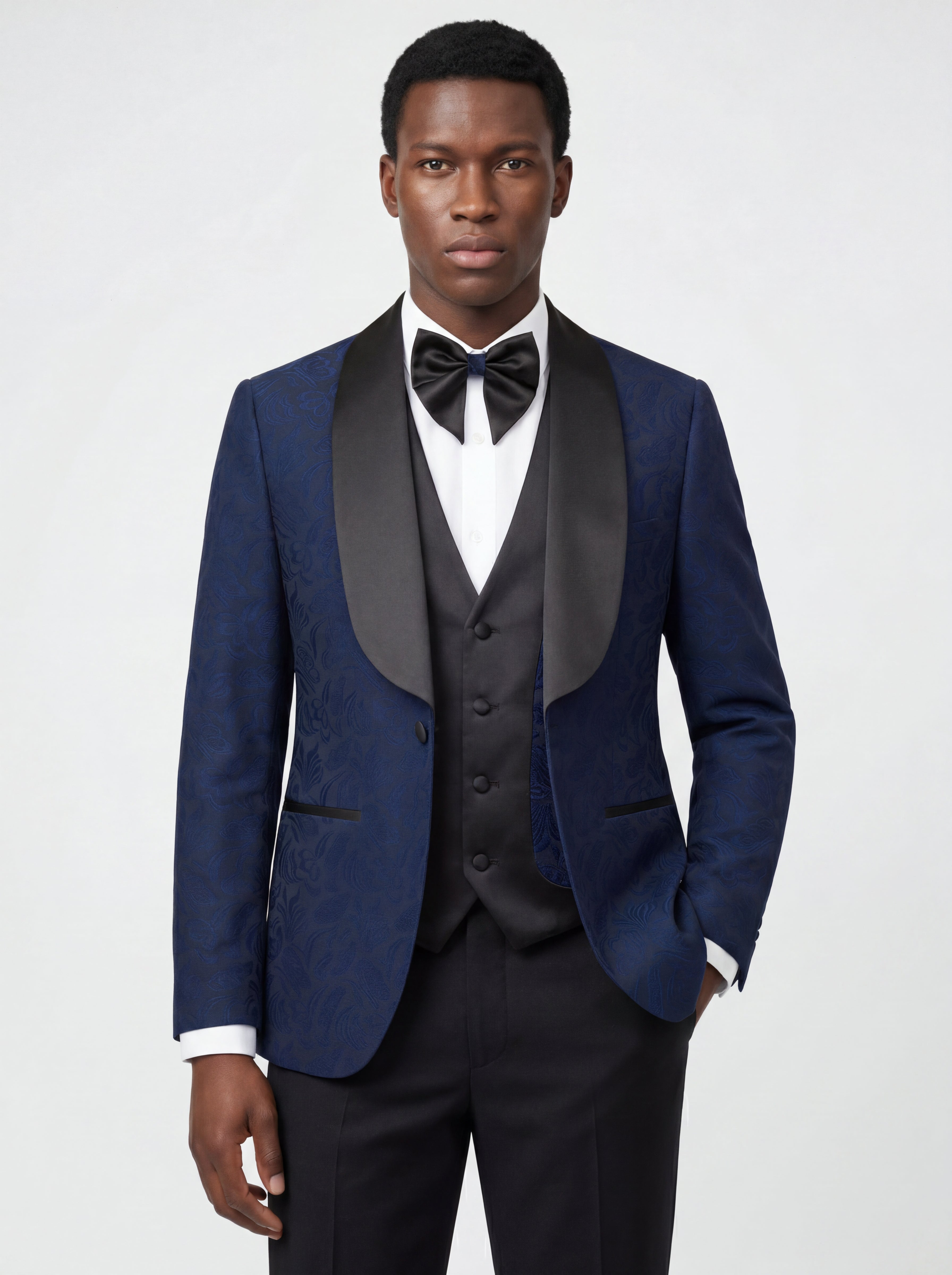 Floral Slim Fit Tuxedo with Vest