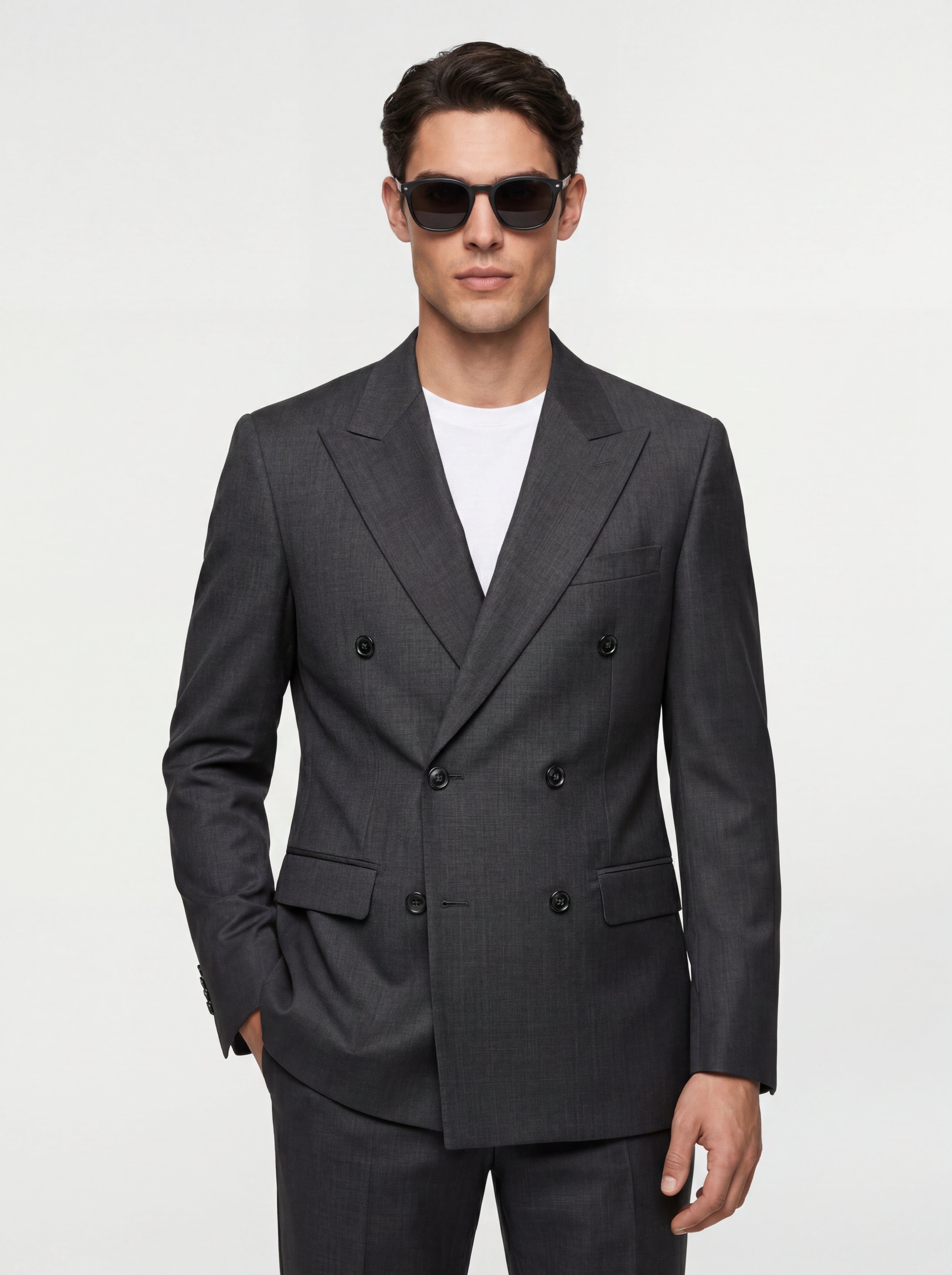 Twill Tailored Double Breasted Wool Suit