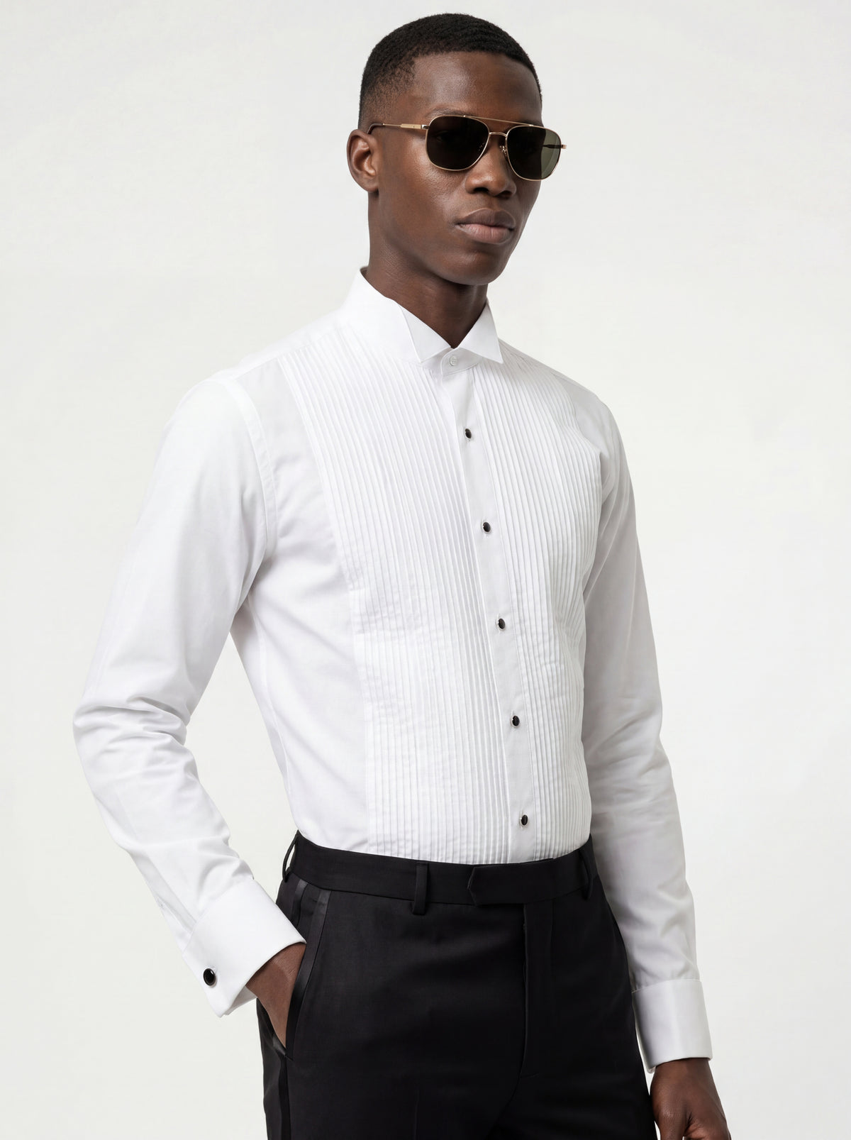 white dress shirt tuxedo Comfort Fit French Cuff Wing Tip Cotton Our 100% cotton classic white shirt is designed with a formal spread collar White Tuxedo Dress Shirt for