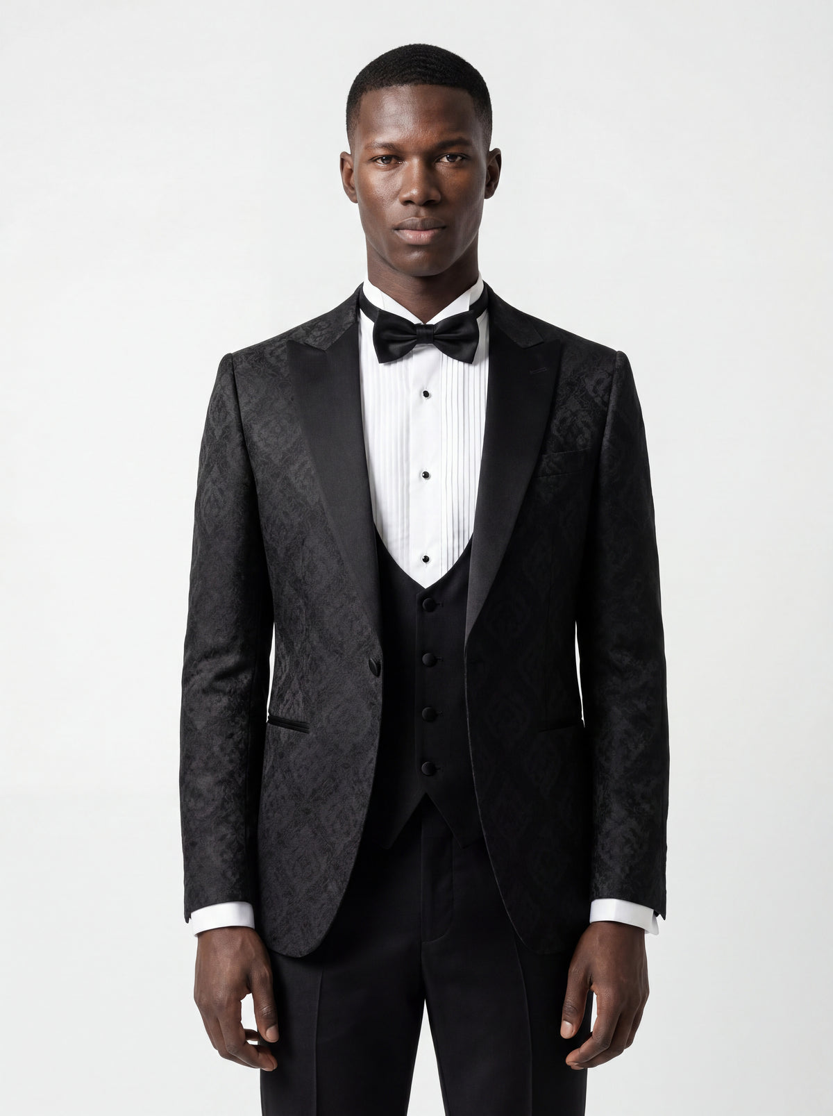 White Tuxedo Dress Shirt for Men – Pleated Front & French Cuffs