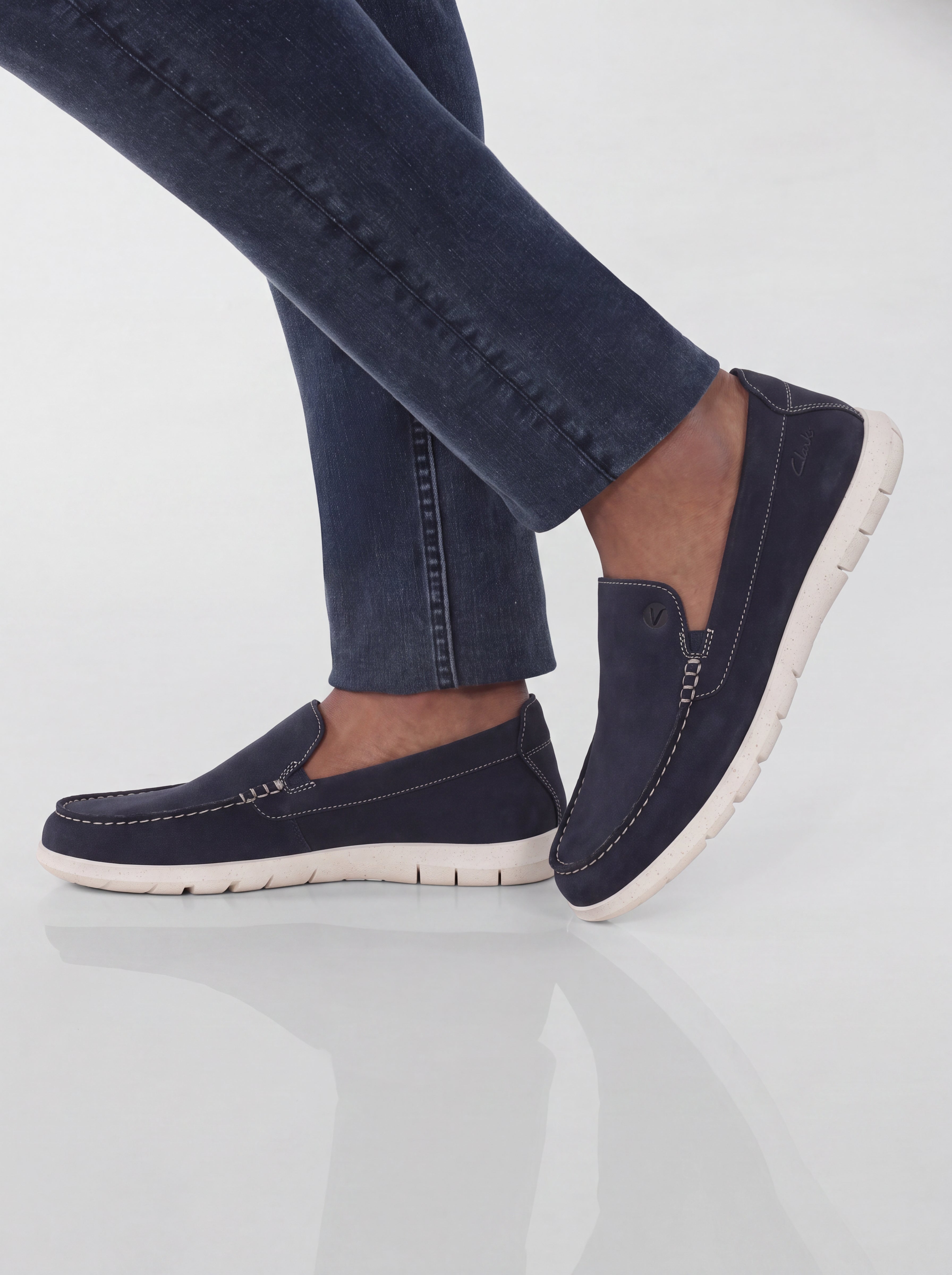 Flexway Step Navy Suede Slip-On Loafer