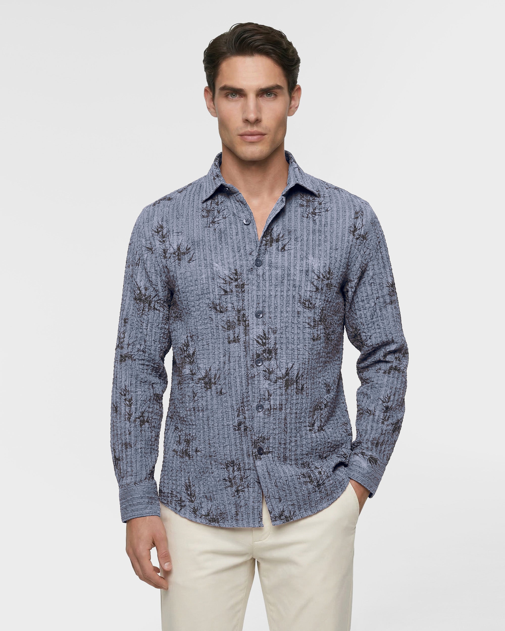 Seersucker Floral Shirt