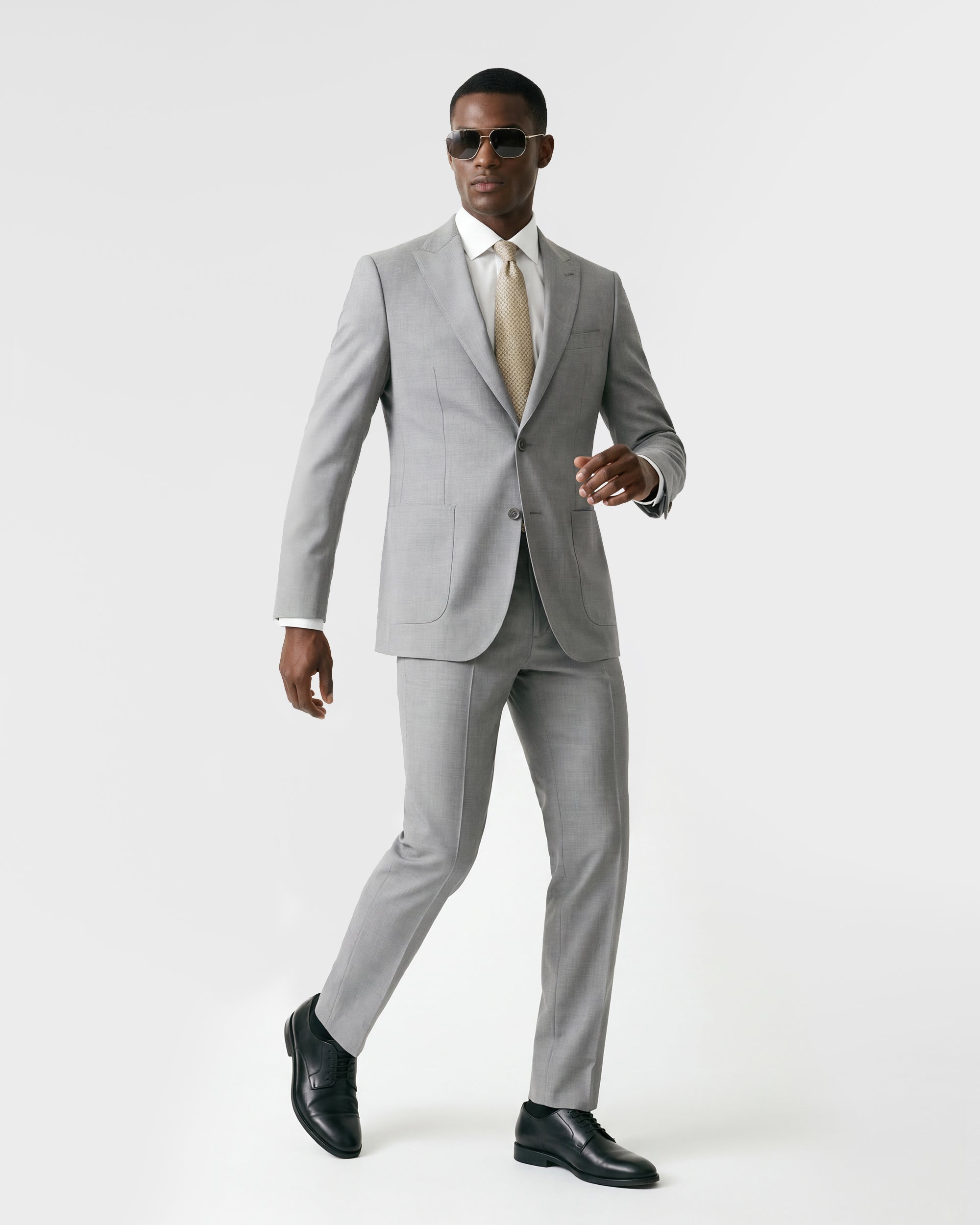 Sharkskin Wool Blend Slim Fit Suit